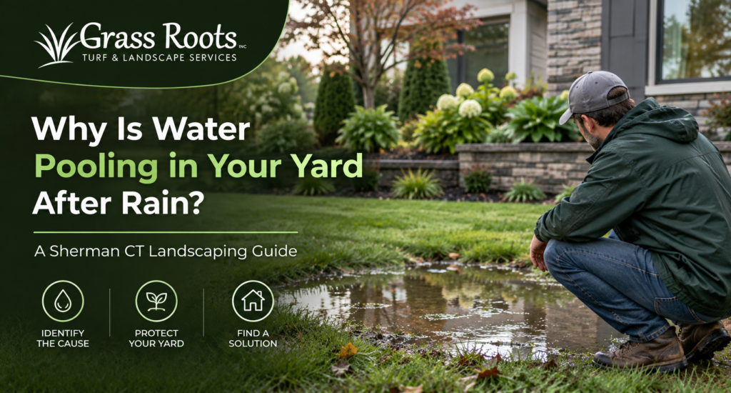 Water pooling in Sherman CT yard
