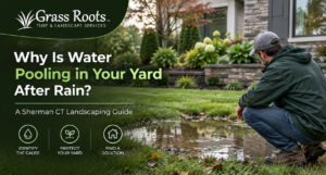 Water pooling in Sherman CT yard